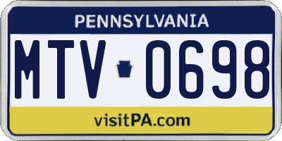 PA license plate MTV0698