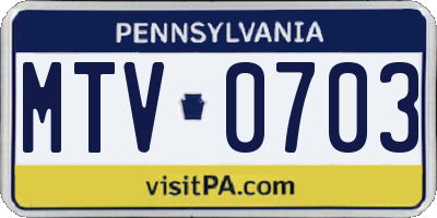 PA license plate MTV0703
