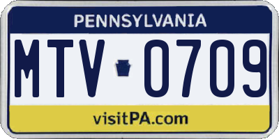 PA license plate MTV0709
