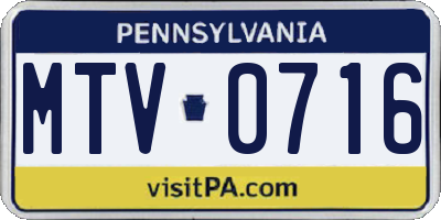 PA license plate MTV0716