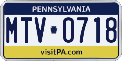 PA license plate MTV0718