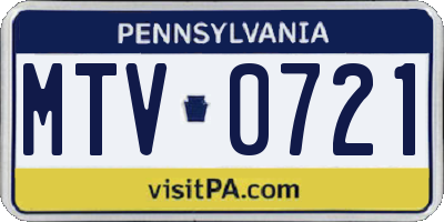 PA license plate MTV0721