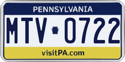 PA license plate MTV0722