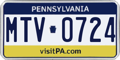 PA license plate MTV0724