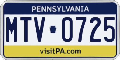 PA license plate MTV0725