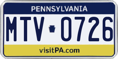 PA license plate MTV0726