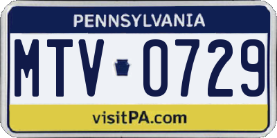 PA license plate MTV0729