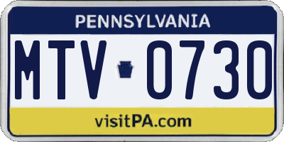 PA license plate MTV0730