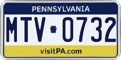 PA license plate MTV0732