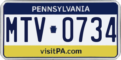 PA license plate MTV0734