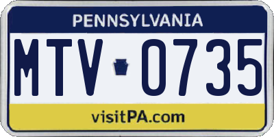 PA license plate MTV0735