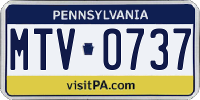 PA license plate MTV0737