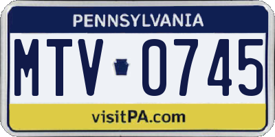 PA license plate MTV0745
