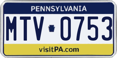 PA license plate MTV0753