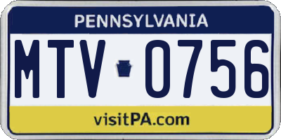 PA license plate MTV0756