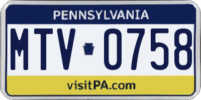 PA license plate MTV0758