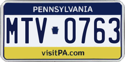 PA license plate MTV0763