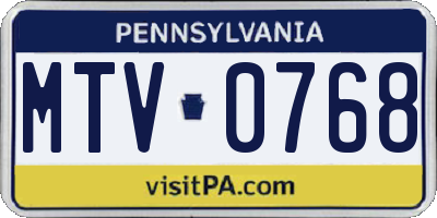 PA license plate MTV0768