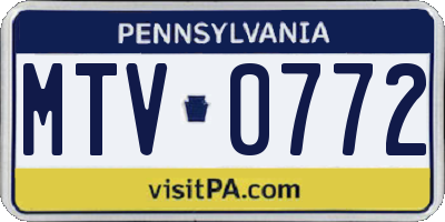 PA license plate MTV0772