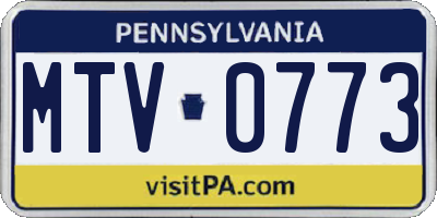 PA license plate MTV0773