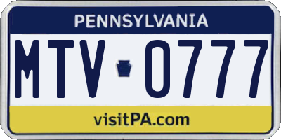 PA license plate MTV0777