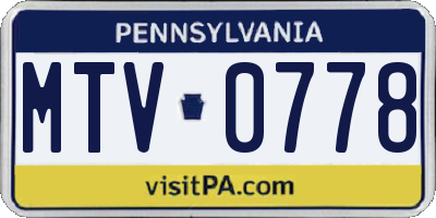PA license plate MTV0778