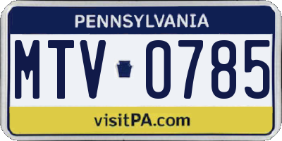 PA license plate MTV0785