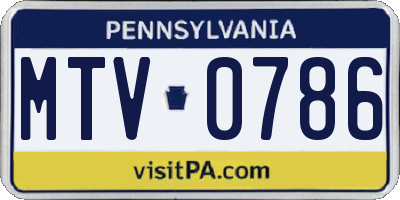 PA license plate MTV0786