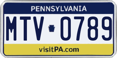 PA license plate MTV0789