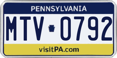PA license plate MTV0792