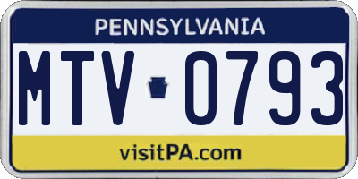 PA license plate MTV0793