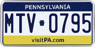 PA license plate MTV0795