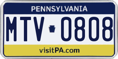 PA license plate MTV0808
