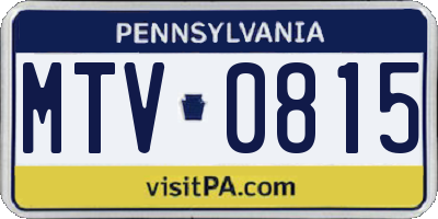 PA license plate MTV0815