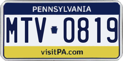 PA license plate MTV0819