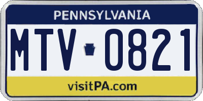 PA license plate MTV0821
