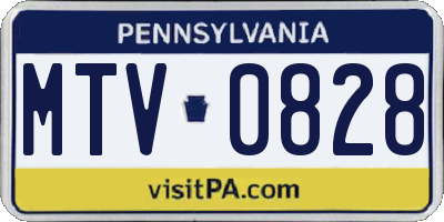 PA license plate MTV0828