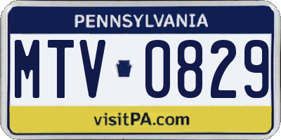 PA license plate MTV0829