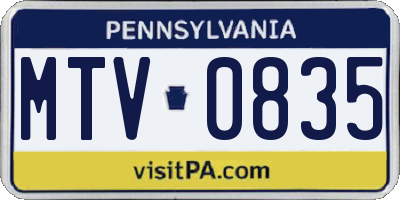 PA license plate MTV0835