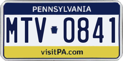 PA license plate MTV0841