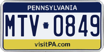 PA license plate MTV0849