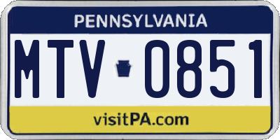 PA license plate MTV0851