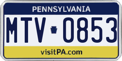 PA license plate MTV0853