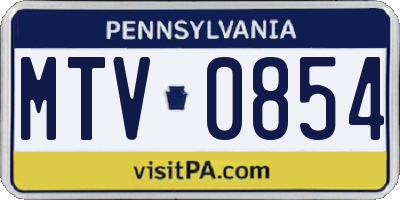 PA license plate MTV0854