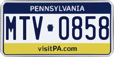 PA license plate MTV0858