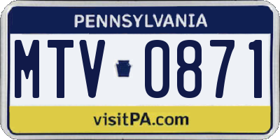 PA license plate MTV0871