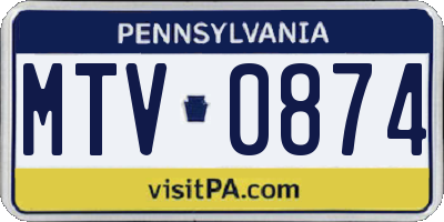 PA license plate MTV0874