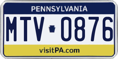 PA license plate MTV0876
