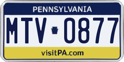 PA license plate MTV0877