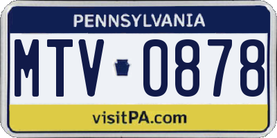 PA license plate MTV0878